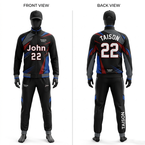 men Tennis Track Suit 290 GSM Soft Polyester Spandex Fabric Dark Black Grey Contrast Panel Style Custom Logo <b>Screen</b> Print Wear - Product Image 3
