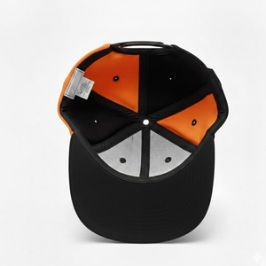 Casquette de baseball unie premium orange et noire 100 % coton réglable avec fermeture snapback pour hommes et femmes – Casquette de baseball vierge personnalisable en gros - Product Image 5