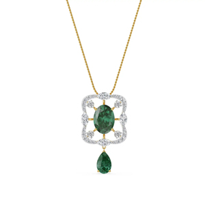 Luxury 18K Gold Emerald Pendant Necklace With Diamond Accents <b>Rope</b> <b>Chain</b> Women's Wedding Jewelry - Product Image 1