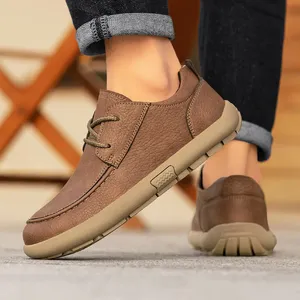 Zapatos Casuales de Cuero Genuino para Hombre, Zapatos para Caminar con Suela Suave, Marca de Lujo, Zapatos Ligeros Tipo Mocasines para Hombre de Edad Media y Mayor - Product Image 4