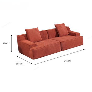 Sofá Seccional Modular de Tela Roja Moderna |   Sofá Minimalista Tapizado de 2 Plazas |   Muebles de Dormitorio Cómodos para Apartamentos y Villas | - Product Image 3