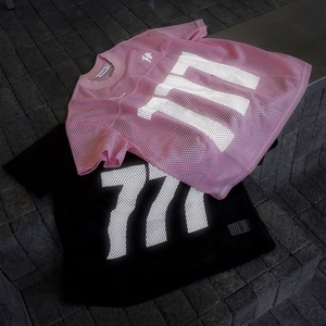T-shirt en maille réfléchissant avec imprimé graphique 777, coupe oversize, en jersey résille, col rond, manches courtes, transparent, style streetwear - Product Image 1