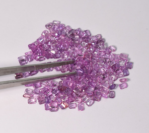 Lote de piedras preciosas de zafiro rosa natural, corte esmeralda, pequeñas, calibradas, sueltas, para la elaboración de joyas. - Product Image 2