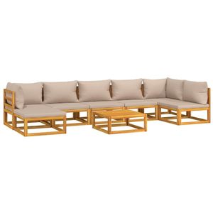 Ensemble de salon de jardin 7 places en bois d'acacia massif, ensemble modulaire 7 places taupe - Product Image 3