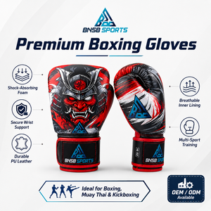 ถุงมือชกมวย MMA หนัง PU ยูนิเซ็กซ์ รุ่น Custom BNSB Sports - น้ำหนักเบาและซับแรงกระแทก สำหรับฝึกซ้อม มวยไทย คิกบ็อกซิ่ง - Product Image 4