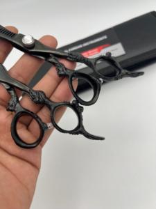Black Plasma Color Hair Cutting Scissors Set Adjustable Screw Dragon <b>Handle</b> Thinning Straight Barber Salon Use <b>Shears</b> - Product Image 2