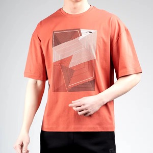 Men's Oversized <b>Black</b> <b>T</b>-<b>Shirt</b> With Geometric Pattern Digital Print Short Sleeve O-Neck Casual Jersey Cotton Top - Product Image 4