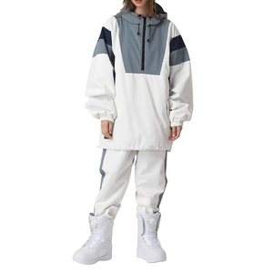 Combinaison de ski unisexe imperméable 220g, veste à capuche color block avec fermeture éclair, vêtement de neige isolé synthétiquement - Product Image 3