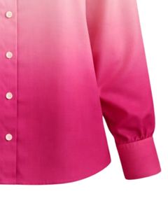 Chemisier décontracté à manches longues boutonné pour femme, dégradé pêche à rose vif, personnalisé, pour le bureau, fabrication OEM sur mesure, haut de gamme - Product Image 6