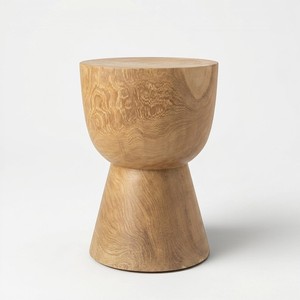 Solid Wooden Stool Side <b>Table</b> Modern Teak Accent Pedestal Round <b>End</b> <b>Table</b> Living Room Furniture Wooden Plant Stand Stool Block - Product Image 2