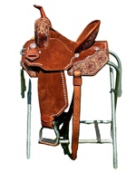 Selle de course de baril de luxe pour chevaux de style western, en cuir véritable, fabriquée à la main, durable, robuste, équipement d'équitation de qualité supérieure, qualité export.