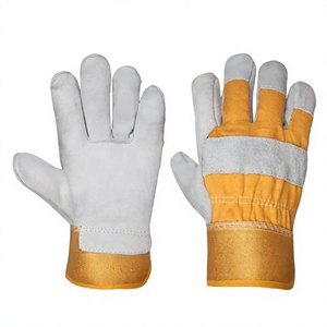 Leather Work <b>Gloves</b> Real Leather Working <b>Gloves</b> Working Safety Protective Adjustable Cuffs <b>Driver</b> Wear Resistant Cowhide - Product Image 4