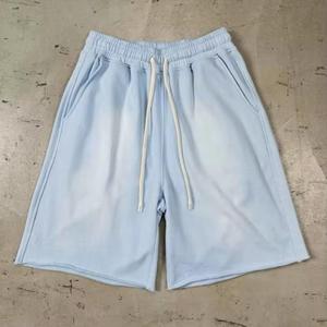 กางเกงขาสั้นออกกำลังกายเอวกลางสำหรับผู้ชาย ผ้าฝ้ายเทอร์รี่ 100% สกรีนโลโก้ได้ ล้างสีแบบวินเทจ ขอบดิบ กันยับ สไตล์ฮิปฮอป - Product Image 2