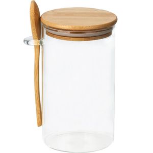 Pot de conservation alimentaire en verre avec couvercle en bois, cylindre hermétique, récipient de cuisine bohème, compatible micro-ondes, sans BPA, fabriqué à la main pour la fraîcheur - Product Image 2