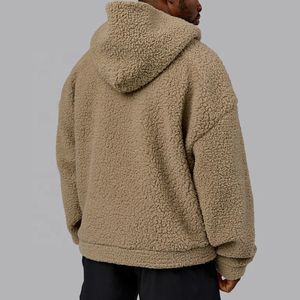 Sweat à capuche zippé en polaire Sherpa pour homme, coupe ample, style Teddy, vêtement d'extérieur décontracté pour l'hiver - Product Image 3