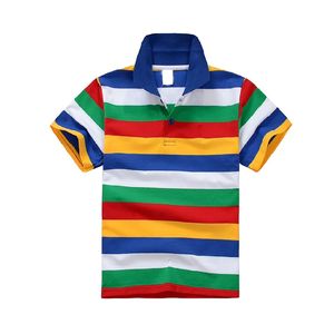 Polo à manches courtes pour enfants d'âge scolaire, rayé, bicolore, en coton et polyester, uniforme scolaire unisexe pour les tout-petits et les filles - Product Image 1