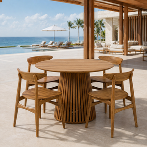 Ensemble de table à manger ronde en bois massif moderne avec chaises rembourrées pour café, restaurant, hôtel, appartement, meubles de luxe - Product Image 5