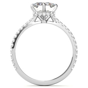 <b>Emerald</b> Cut Hidden Halo Moissanite <b>Ring</b> 925 Sterling <b>Silver</b> 14K Gold Plated Engagement <b>Ring</b> for Her Bridal Promise Party Jewelry - Product Image 4