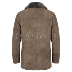 Sherpa Style Luxury Design <b>Men's</b> <b>Shearling</b> Leather <b>Jacket</b> Heavyweight Waterproof Stand Eco-Friendly Vintage Faux Fur <b>Jackets</b> - Product Image 2