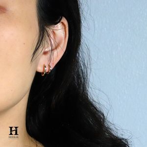 Minimalist 14K Gold Solitaire Huggie Hoop <b>Earrings</b> Round Cut Diamond Small Dainty Hoops for Women <b>Fine</b> Jewelry - Product Image 4