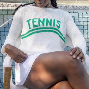 Pull de tennis et de golf pour femme en 100 % coton, léger, tricoté, idéal pour l'été et le printemps, pour club de campagne, qualité supérieure, OEM, vente en gros sur mesure - Product Image 3