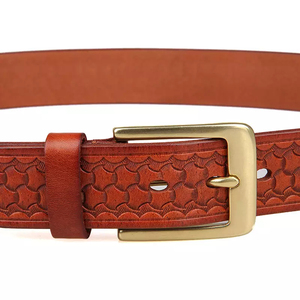 Ceinture décontractée en cuir véritable PRIMEFIELD ENTERPRISES, couleur unie, boucle ardillon en cuir de vachette, style robuste et durable - Product Image 5