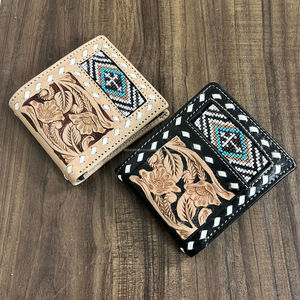 Nouvel arrivage Portefeuille de luxe en cuir véritable portable à blocage RFID Portefeuille à perles à deux volets en cuir véritable de haute qualité pour hommes - Product Image 4