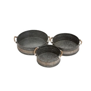 Bandeja de Servir Popular de Hierro Galvanizado con Asa de Cuerda, Estilo Rústico para el Hogar, para Servir Comida y Decorar, Apta para Lavavajillas - Product Image 3