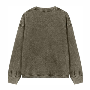 Sudadera Premium Unisex de Algodón 100% de Alto Gramaje con Efecto Desgastado, Lavado Ácido y Decoloración Solar, Estilo Urbano Holgado con Hombros Caídos para Hombre - Product Image 4