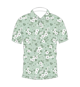 เสื้อโปโลพิมพ์ลายดอกไม้สีเขียวเซจสำหรับผู้ชาย แขนสั้น สวมใส่สบายๆ ในฤดูร้อน เหมาะสำหรับเล่นกอล์ฟ - Product Image 1
