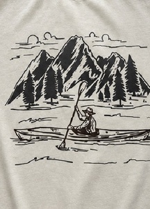 T-shirt en coton pour homme, manches courtes, col rond, décontracté, avec imprimé montagne au dos, coupe classique, tissu jersey respirant - Product Image 6