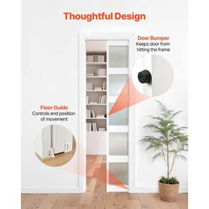 Kit Binario per Porta Scorrevole a Scomparsa da 113,5 cm, Meccanismo Scorrevole Silenzioso e Fluido, Ferramenta Soft Close per Porte Scorrevoli a Scomparsa, Rulli per Porte e Finestre - Product Image 5