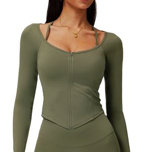 Breathable Nylon <b>Tights</b> Yoga Top Halter Elastic Waist Womens Yoga Set Activewear Slim Gym Sportswear Plaid <b>Pattern</b> Front Logo - Product Image 1