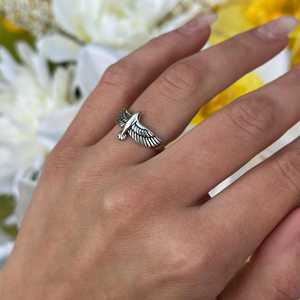 แหวนแต่งงานดีไซน์นกอินทรีบิน รุ่นใหม่ล่าสุด เงินแท้ 925 สไตล์มินิมอล  สามารถปรับแต่งได้ เป็นของขวัญ - Product Image 5