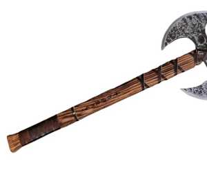 Hacha vikinga de doble cabeza de acero al carbono hecha a mano, personalizada, a bajo precio al por mayor, con mango de madera de fresno y funda de cuero. - Product Image 3
