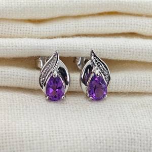 <b>Amethyst</b> <b>Stud</b> <b>Earrings</b> Sterling Silver February Birthstone Gemstone Jewelry For Women - Product Image 1