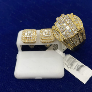 Unisex <b>Men</b> S925 <b>Sterling</b> <b>Silver</b> Bezel Moissanite Ring Baguette Cut Gold Plated Hip Hop Wedding Engagement Party Fine Jewelry - Product Image 3