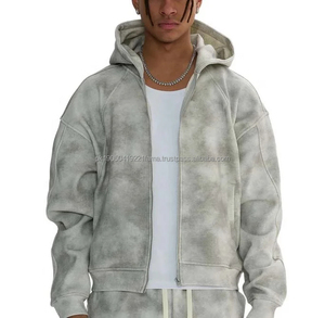 Conjunto Deportivo de Invierno de Alta Calidad para Hombre, con Logotipo Personalizado, Lavado Ácido, Pantalones Deportivos Acampanados, Estilo Desgastado - Product Image 5