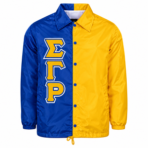 เสื้อโค้ชแบบกำหนดเอง Crossing Line greek Sigma Phi Gamma Rho Alpha Beta Zeta Theta อุปกรณ์สำหรับชมรมนักเรียนหญิง ผู้ผลิตและจำหน่ายสินค้าคุณภาพ - Product Image 1