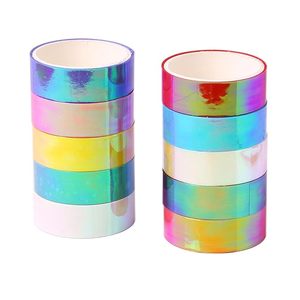 Ruban adhésif washi holographique arc-en-ciel, ruban adhésif décoratif auto-adhésif pour scrapbooking, journalisation, emballage cadeau, vente en gros OEM - Product Image 4