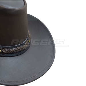 Wholesale Cowboy <b>Hats</b> Black Genuine Leather <b>Western</b> <b>Hat</b> with Braided Band Outdoor Travel Spring Autumn Style Unisex Fashion <b>Hat</b> - Product Image 2