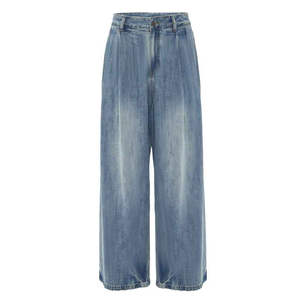 Pantalones Vaqueros de Moda para Mujer, Cintura Alta, Corte Ancho, Efecto Lavado, Duraderos, Ropa de Moda Femenina - Product Image 4