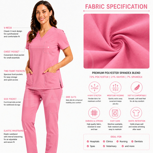 Conjunto de Uniformes Médicos para Enfermeras, Uniformes de Hospital Transpirables, Tela Antiarrugas, Ropa Médica Personalizada, Proveedor de EE. UU. - Product Image 6