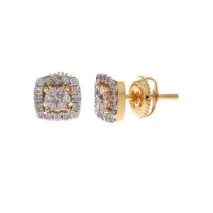 Boucles d'oreilles clous en or jaune 10 carats avec diamants naturels ronds de 0,38 ct, bijoux fins pour femmes - Product Image 1