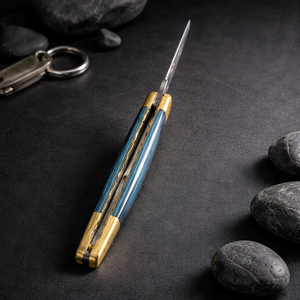 Navaja plegable hecha a mano, llavero con mini navaja de bolsillo, hoja de acero de Damasco, ideal para regalo, precio al por mayor. - Product Image 2