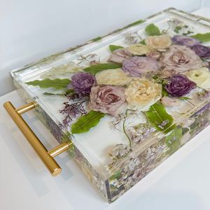 Plateau en résine pour la conservation des fleurs, idéal pour les mariages et la préservation des fleurs |   Conservation des bouquets |   Art floral en résine |   Cadeau de mariage |   Mer - Product Image 5
