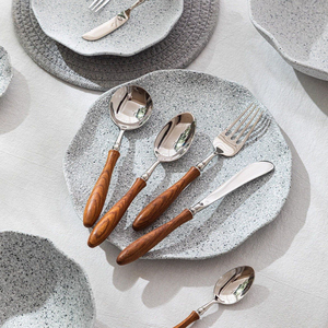 Hot Sale Prime Quality Stainless Steel Cutlery <b>Set</b> Vintage Wooden Handle Dinnerware Hotel Home <b>Flatware</b> Fork Knife Spoon <b>Set</b> - Product Image 4
