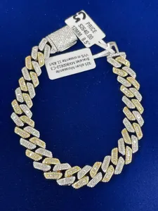 Bracelet chaîne en argent sterling 925 avec moissanite, 12 mm, 8,5 pouces, plaqué or, bijoux pour hommes style hip-hop MXB00612-C3 - Product Image 2