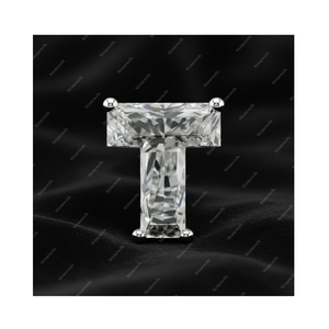 Regalos de Navidad, Pendientes de Plata de Ley 925 con Letra Inicial del Alfabeto T, Diamante Cultivado en Laboratorio con Certificación GIA IGI, Oro Fino, para Él y para Ella - Product Image 1