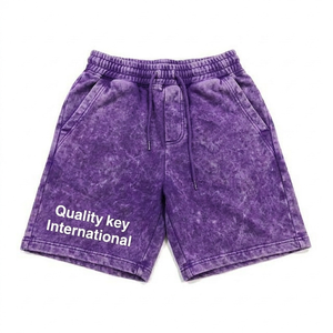 OEM Private <b>Label</b> Acid Washed Fleece Shorts Heavyweight Cotton Fabric Men's Shorts - Product Image 5